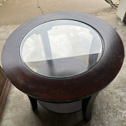 Round Glass Top Side Table