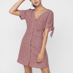 Preowned EXPRESS Polka Dot Dress - XS - Mauve / Dusty Pink / White
