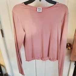 Light Pink Girls Top Size L Kids Long Sleeves 