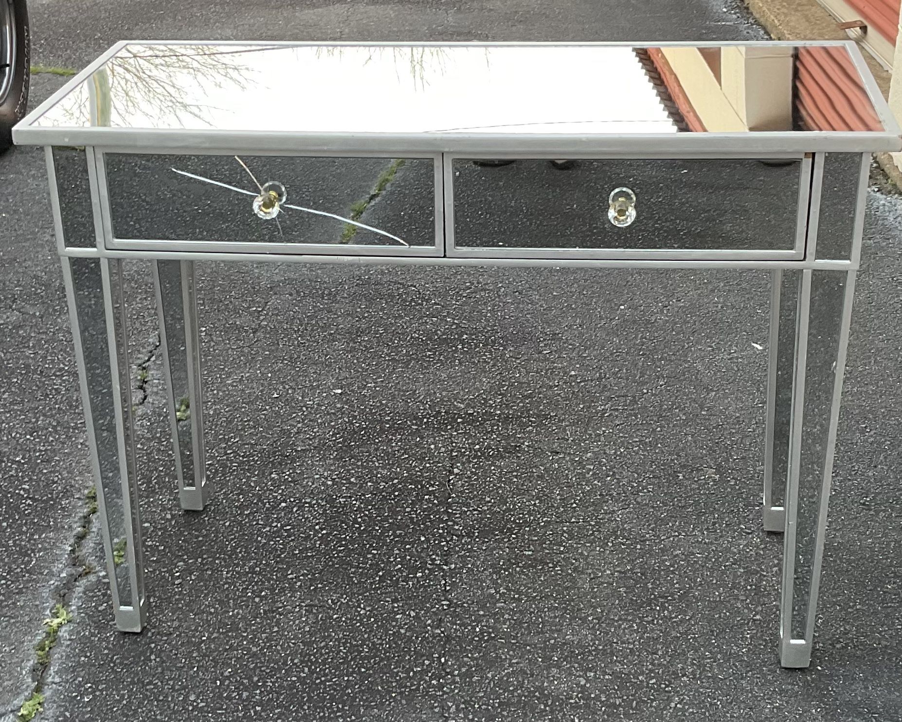 Mirror Glass Table—measurements are 40  inches long  x 28 inches tall  x  18 inches wide -$50 Firm,No Holds