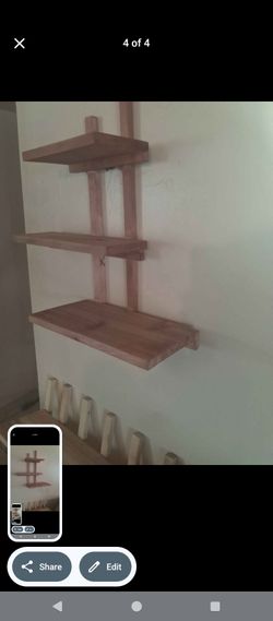 Handmade 3 Tier Wooden Wall Shelves 38in Tall