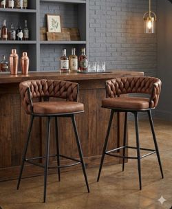 Vintage Charm, Modern Comfort Woven Bar Stools