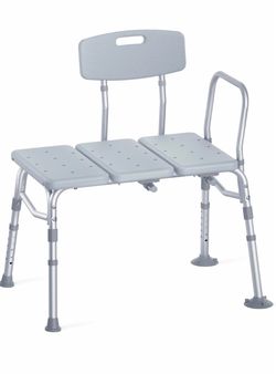 Adjustable Bath Transfer Bench with Back and Armrest