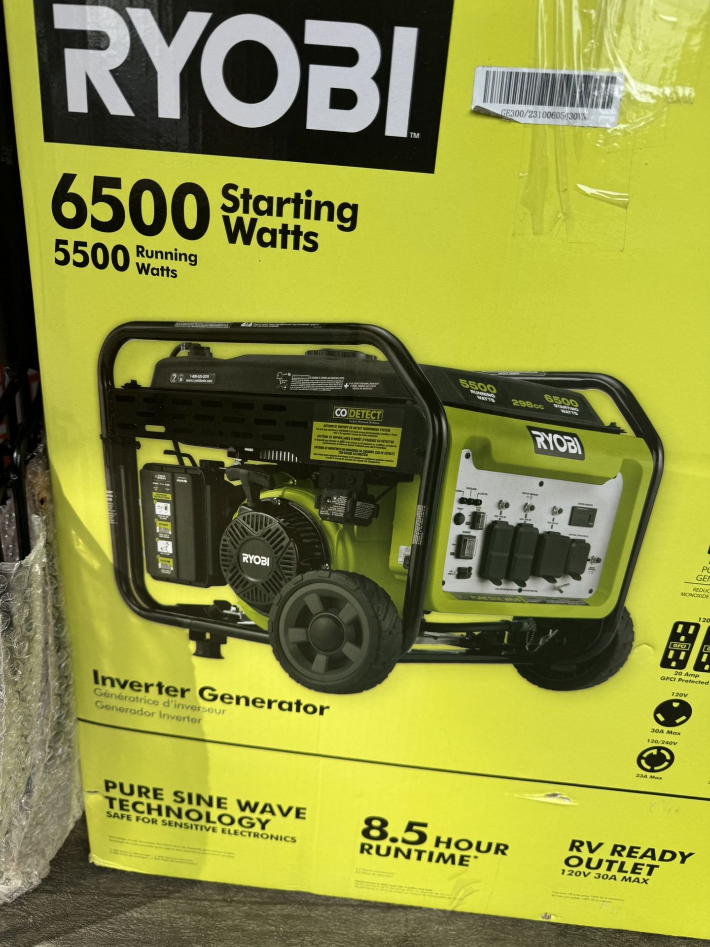 Riobi 6500-Watt Gasoline Powered Inverter Generator with CO Shutdown & Idle Down Technology 