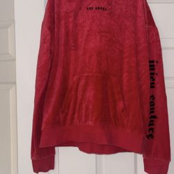 Juicy Couture Red Velour Hoodie Small