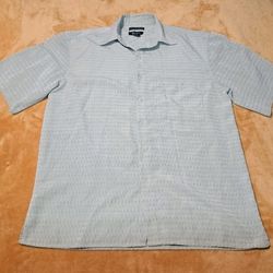 Bruno Sueded Microfiber Button Up Shirt Mens Large Sage Green Short Sleeve Top