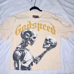 Godspeed New York Cyber Skull Graphic Tee Cream Size Small