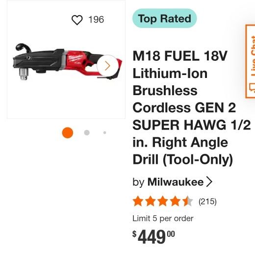 M18 FUEL 18V Lithium-Ion Brushless Cordless GEN 2 SUPER HAWG 1/2 in. Right Angle Drill (Tool-Only)