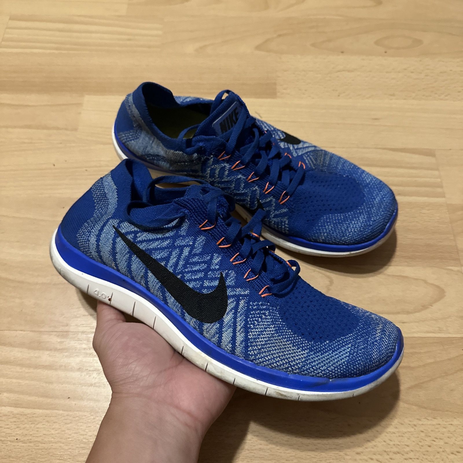 Nike Womens Free Flyknit 717076 406 Blue Running Shoes