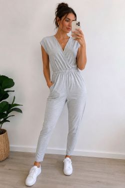 Soft Gray Jumpsuit – Size M