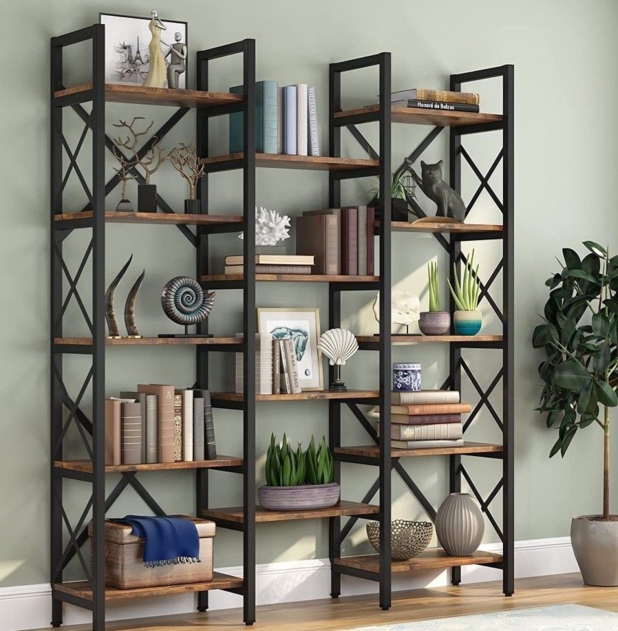 Tribesigns Triple Wide 5-Shelf Bookcase