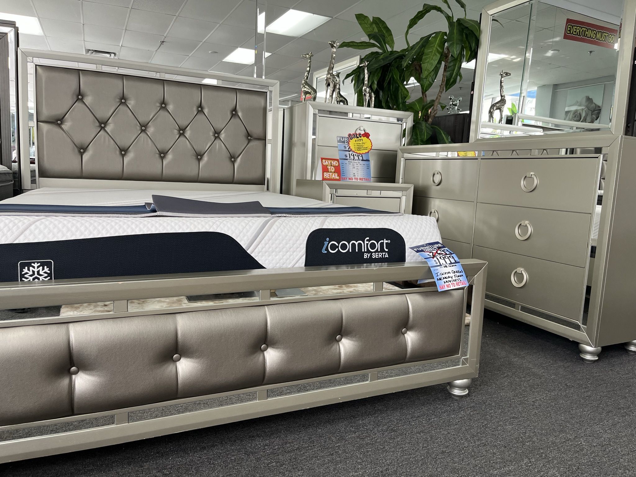 ๐บ๐ธ๐บ๐ธ Presidential Weekend Sale !! Queen Bed Dresser Mirror 1x Night Stand @ Free Queen Mattress All Included For $1299 ๐บ๐ธ๐บ๐ธ