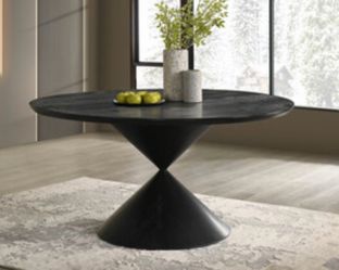 59" Round Ebony Black Pedestal Dining Table