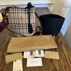 BURBERRY HAYMARKET CHECK COLOURS LORNE BUCKET CROSSBODY