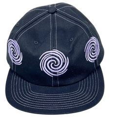 Vans Off The Wall Skate Swirl Unstructured Embroidered Black Strapback Hat Cap