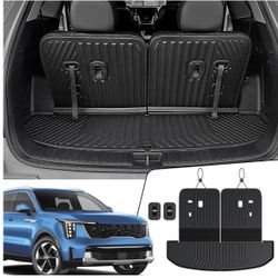 Cargo Mat with Backrest Mats 2-in-1 for 2021-2024 2025 Kia Sorento 6/7 Seats Accessories, All-Weathe