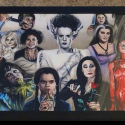 Hand Drawn 11x15" Women of Horror Framed Art