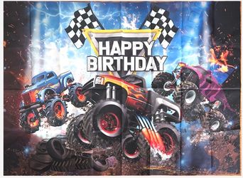 Monster truck Happy birthday banner