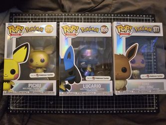 Funko Pop! Vinyl: Pokémon - Eevee, Lucario And Pichu (Pearlescent) BUNDLE