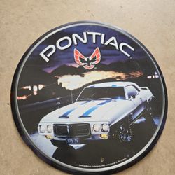 Vintage Pontiac Round Tin Sign 