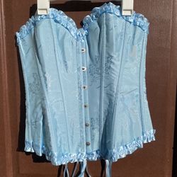 Sky Blue Corset Lingerie Lace up Body shape S