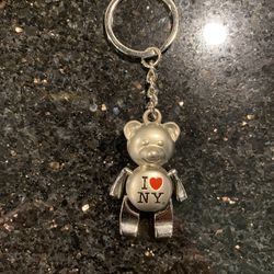 I Love NY Playable Teddy Bear Metal Keychain