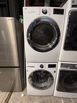 LG white front load washer and gas dryer set