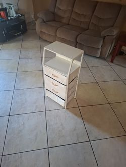 White 3-Drawer Storage Tower with Shelf