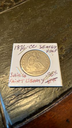 1876 CC SILVER SEATED HALF DOLLAR WOW! Carson City mint 90% Silver!