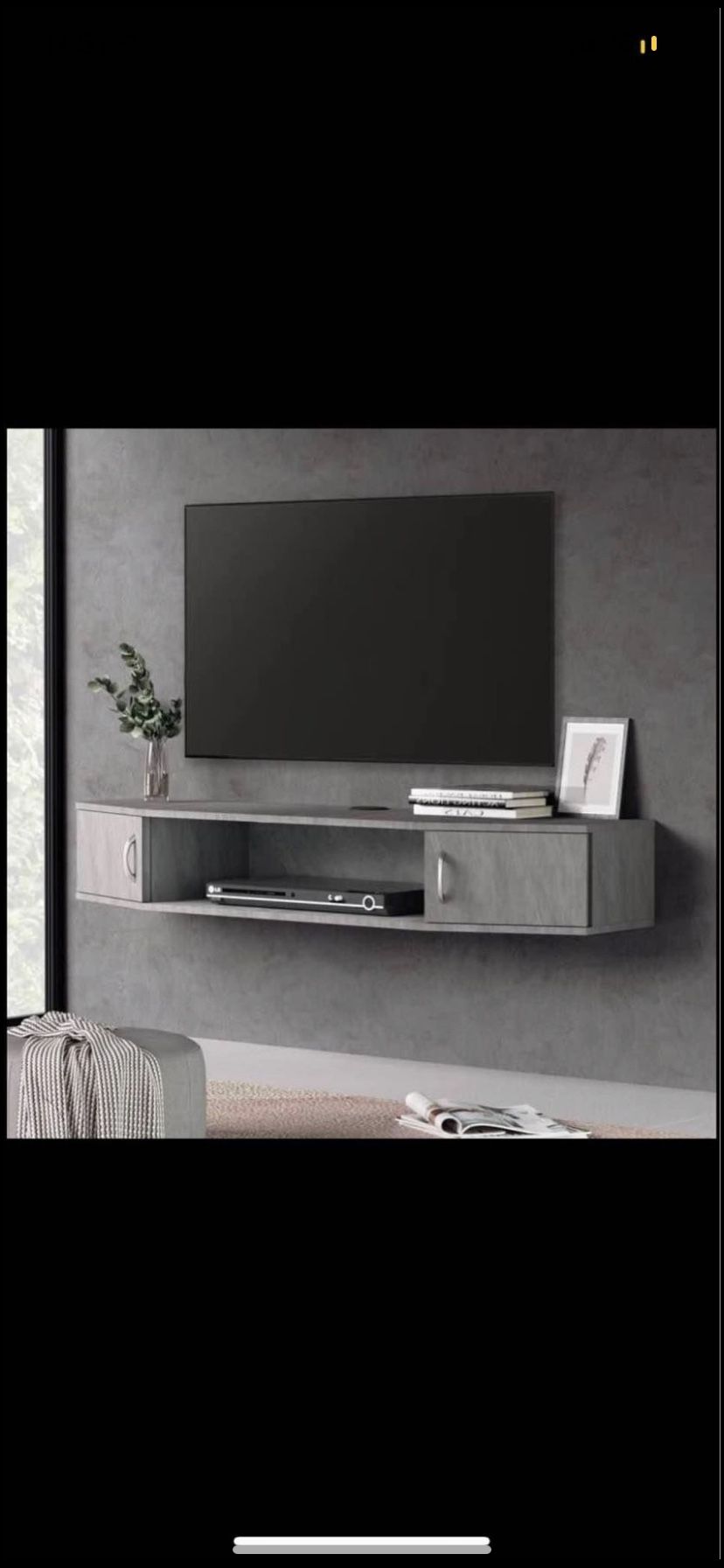 Wall Mounted Media Console with Doors, Floating TV Stand Cabinet AV Shelf, Rustic Brown