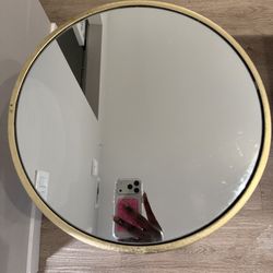 Gold End Table W/ Mirror 