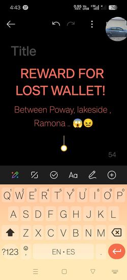 Reward For LOST WALLET . East County !.