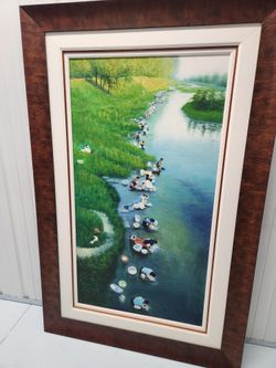 Large Painting In Beautiful Wood FRame
