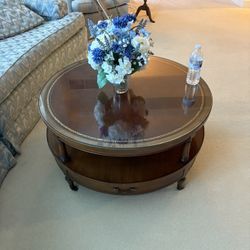 Wood Glass Table Round