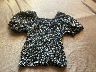 emerald green floral blouse old navy