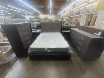 Brand New Complete Bedroom Set – Mattress, Bed Frame & Dressers