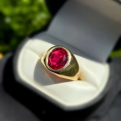 Jewelry 10k solid yellow gold red garnet 7.00CTW ring size 10