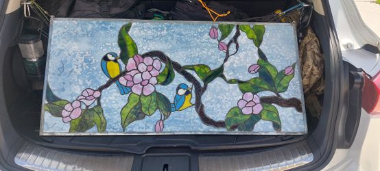 Set Of Painted Stain Glass Panels 