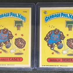 1986 Topps Garbage Pail Kids Series 4 Basket CASEY & Dribblin' DEREK Lot of 2