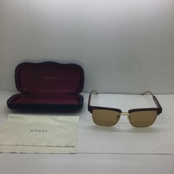 Gucci GG0603S Unisex Designer Square Sunglasses Tortoise Havana Gold/Brown 56mm