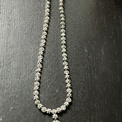 Sterling Silver Necklace With Teardrop Black Onyx Pendant “34grams”