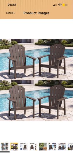 Set of 4 Stackable Adirondack Chair, HDPE Outdoor Chair 4, Coffee Compact All-Weather, Ergonomic comfort Dining Chair, 25°Curved Straight Backrest, Qu