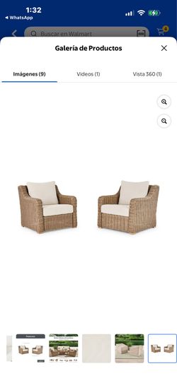 Better Homes & Gardens Bellamy Sillas Lounge para Exterior 2pk, Crema