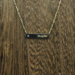 16" Sterling Silver Gold Plated Single CZ Mom Necklace Vintage