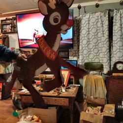 Vintage Felt Rudolph Door Hanger 