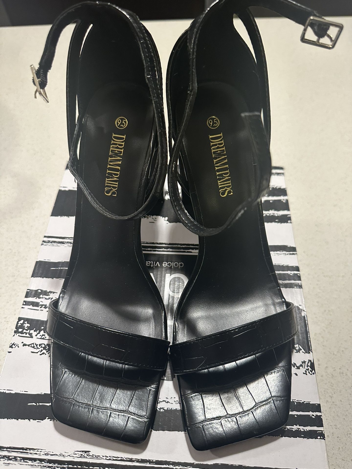 Black Square Toe Heels