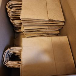 Generic Kraft Paper Bags with Handles - 8x4.3x10.4 inch (100Pcs, Brown) for Parties, Gift, Businesses, Retailers, Shopping, Wedding, Cafes, Restaurant
