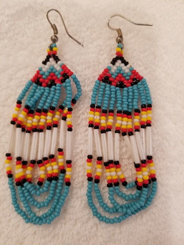 American Indian Turquoise Ring Size 7 with Handmade Earrings
