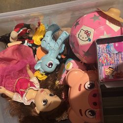Kids Toy Bundle – Dolls, Accessories, Doll Bed & Storage Bins