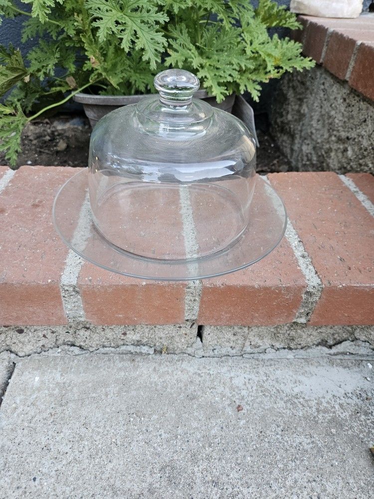 Vintage Princess House Heritage Collection clear glass cheese or small cake dome and plate.